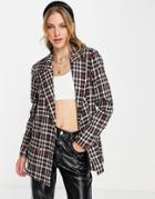 Urban Threads Double Breasted Blazer In Black Check - Part Of A Set-multi