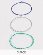 Icon Brand Cord Bracelet Pack In Blue