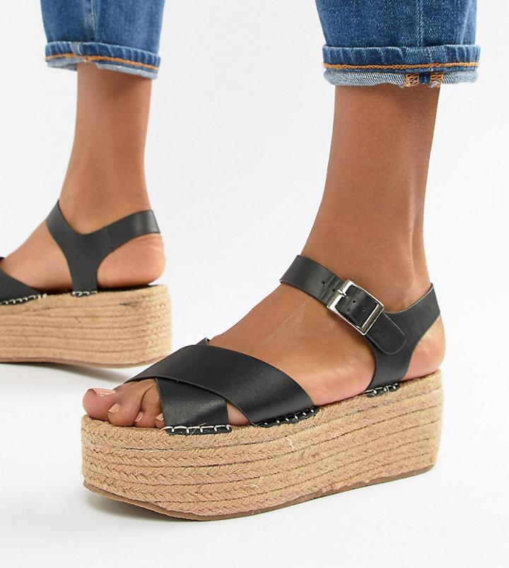 Truffle Collection Flatform Sandals - Black