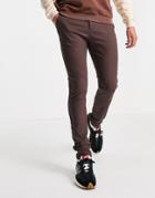 Asos Design Super Skinny Chinos In Dark Brown