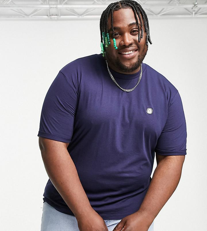 Le Breve Plus Roll Sleeve T-shirt In Navy