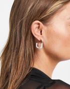 Designb London Enamel Dipped Hoop Earrings In White