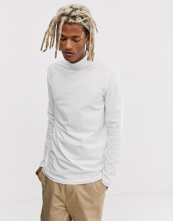 Weekday Ted Rib Turtleneck In White - White