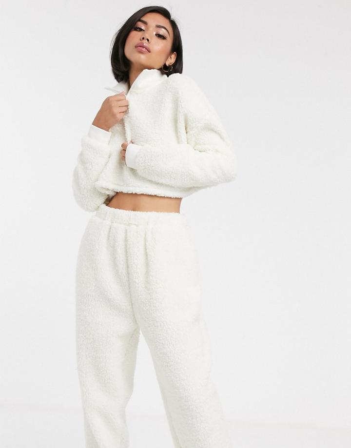 Asos Design Lounge Borg Sweat And Jogger Set With Zip