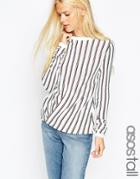 Asos Tall Sweater In Stripe With Cross Over Front - Stripe