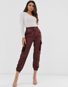 Asos Design Combat Pants In Oil Wash-red