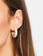 Designb Hoop Earrings In Marble Resin-white