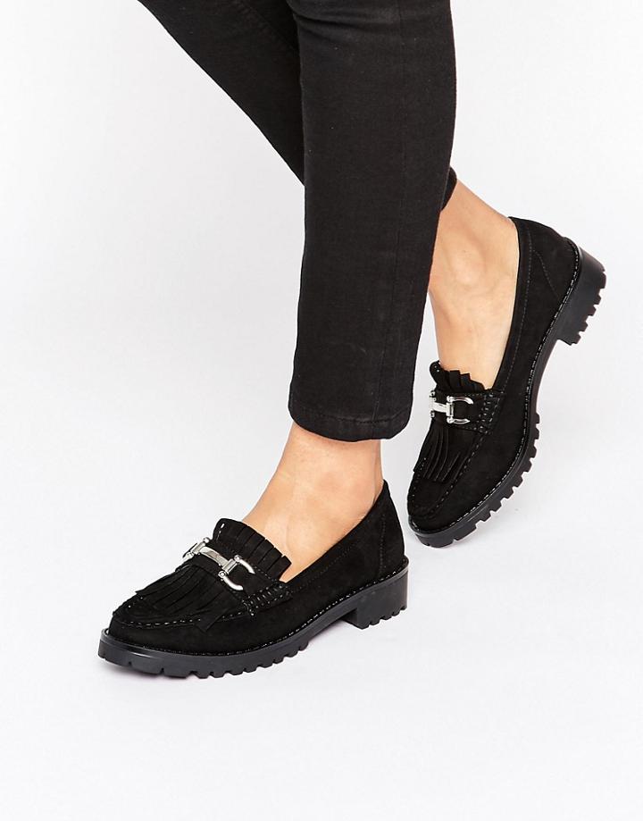 London Rebel Snaffle Trim Chunky Loafers - Black