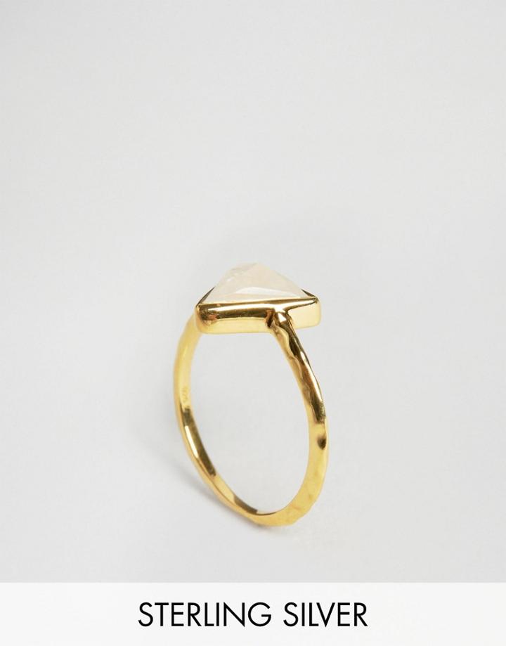 Carrie Elizabeth Triangle Semi Precious Moonstone Ring - Gold