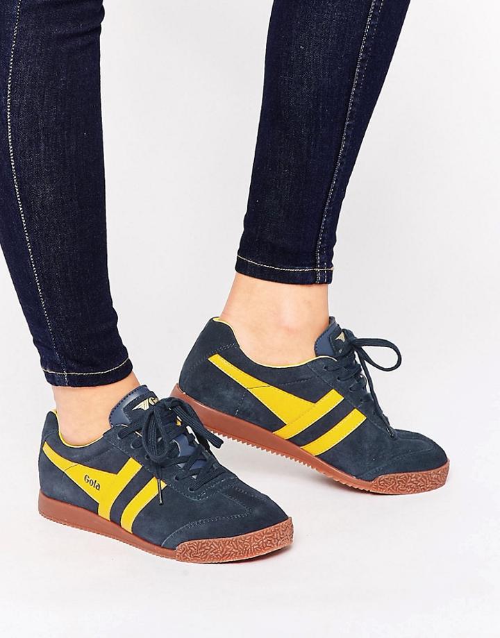 Gola Classic Harrier Sneakers In Yellow & Navy - Navy