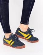 Gola Classic Harrier Sneakers In Yellow & Navy - Navy