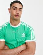 Adidas Originals 3-stripes T-shirt In Green-grey