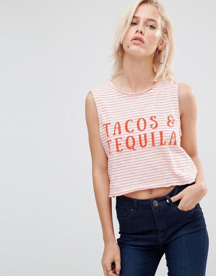 Minkpink Tacos And Tequila Tank Top - Orange