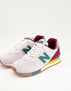 New Balance 574 Sneakers In Gray Burgundy And Yellow-grey