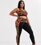 Wolf & Whistle Curve Legging With Zebra Panel In Black