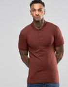 Asos Extreme Muscle Jersey Polo Shirt In Red - Chestnut