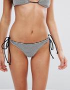 Asos Chain Mail Effect Tie Side Bikini Bottom - Silver