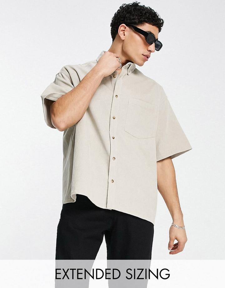 Asos Design Boxy Oversized Short Sleeve Shirt In Beige - Part Of A Set-neutral