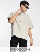 Asos Design Boxy Oversized Short Sleeve Shirt In Beige - Part Of A Set-neutral