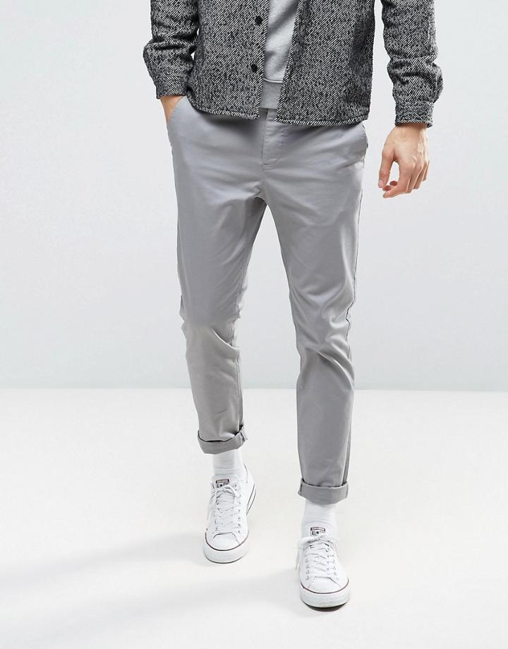 Asos Design Slim Chinos In Light Gray