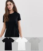 Asos Design Tall Ultimate T-shirt With Crew Neck In 3 Pack Save-multi