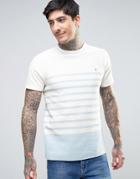 Farah Hampstead T-shirt Pique Stripe Slim Fit In Blue - Blue