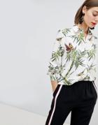 Warehouse Barbican Collection Songbird Print Shirt - White