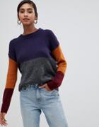 Brave Soul Rubix Color Block Sweater - Red