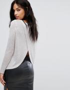 Vero Moda Loose Knit Open Back Sweater - Gray