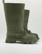 Public Desire Man Lincoln Chain Rain Boots In Khaki-green