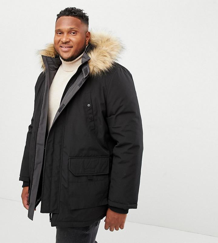 New Look Plus Parka Jacket In Black - Black