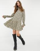 & Other Stories Super Soft Floral Print Mini Dress In Yellow-multi
