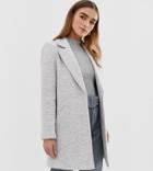 Asos Design Petite Textured Slim Coat - Gray