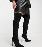 Asos Design Curve Koko Heeled Over The Knee Boots In Black