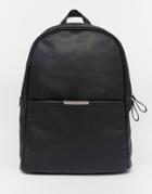 Asos Backpack With Metal Tab - Black