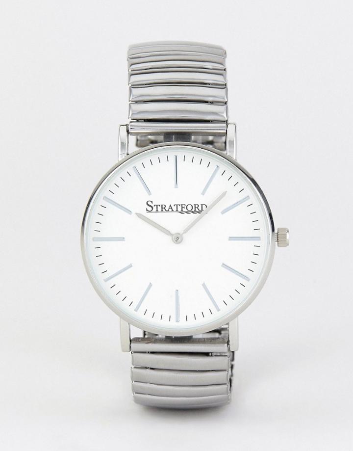 Stratford Watch With White Dial And Silver Strap - Silver