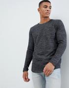 Jack & Jones Core Melange Long Sleeve Tee - Black