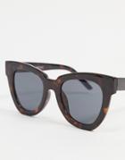 Asos Design Frame Chunky Flare Cat Eye Sunglasses In Dark Crystal Tort-brown