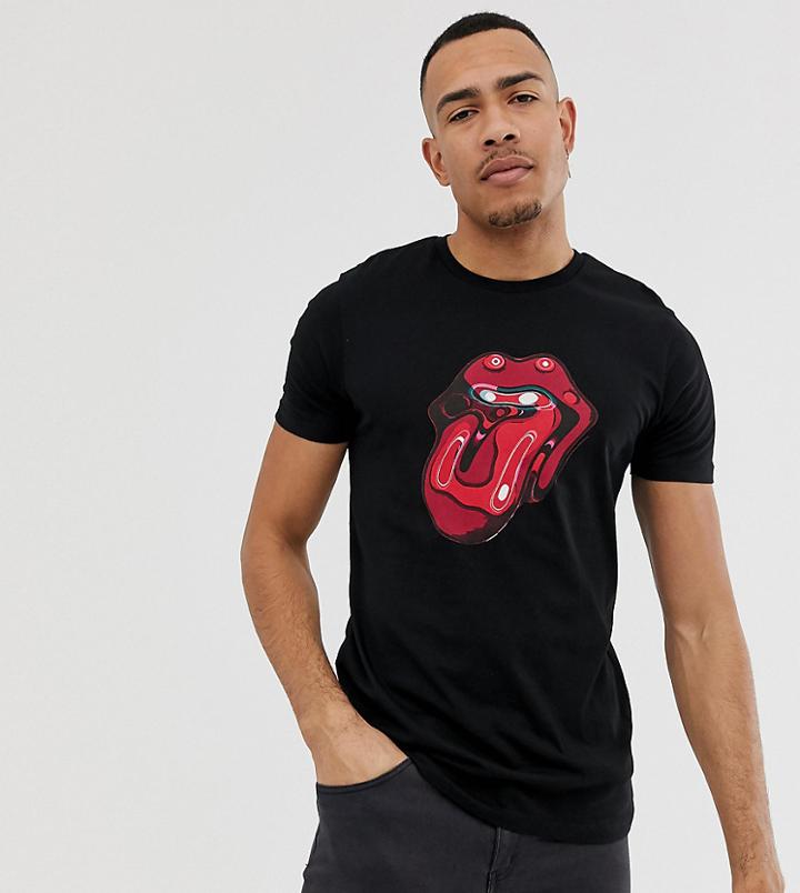 Asos Design Tall Rolling Stones Liquid Tongue T-shirt-black