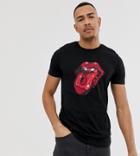 Asos Design Tall Rolling Stones Liquid Tongue T-shirt-black