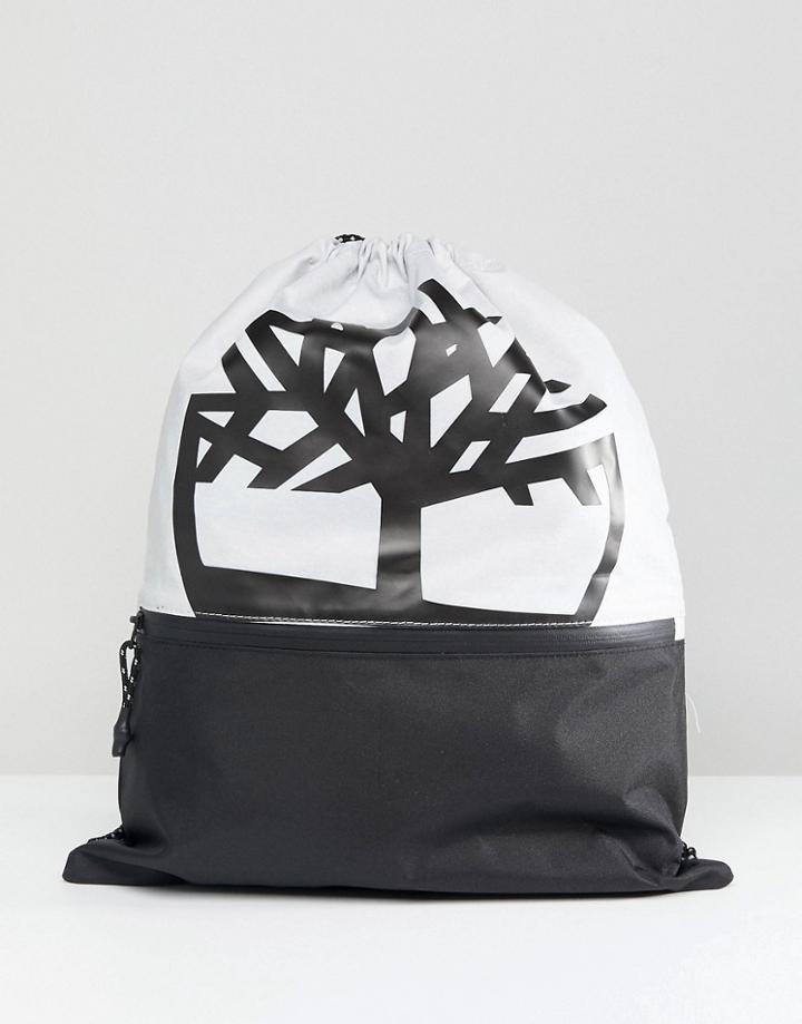Timberland Drawstring Backpack Large Logo In Gray - Gray
