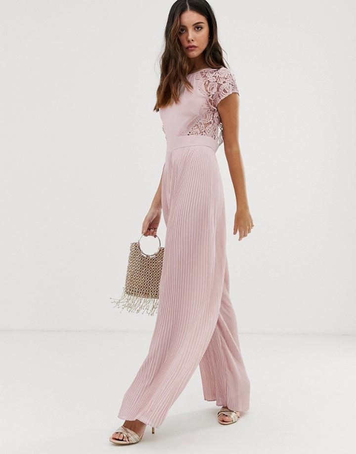 Tfnc Lace Detail Jumpsuit In Taupe - Brown