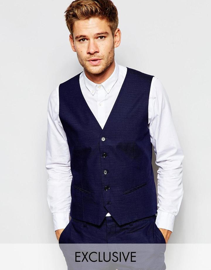 Selected Homme Exclusive Pin Dot Vest In Skinny Fit - Navy