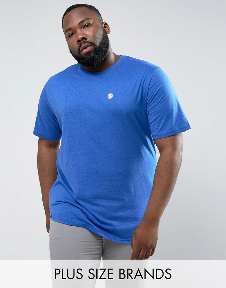 Le Breve Plus Longline Curved Hem Marl T-shirt - Navy