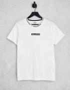 Hollister Center And Tape Logo Color Block T-shirt In White/black