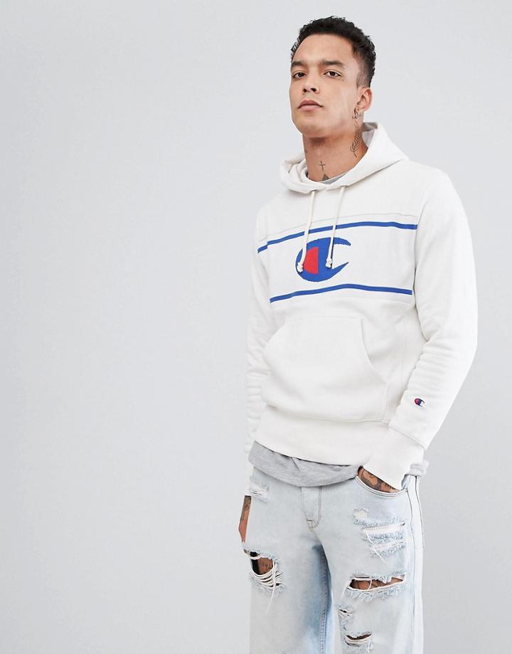 Champion Hoodie With Panel Logo - White