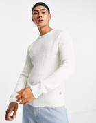 Jack & Jones Originals Ribbed Sweater In White