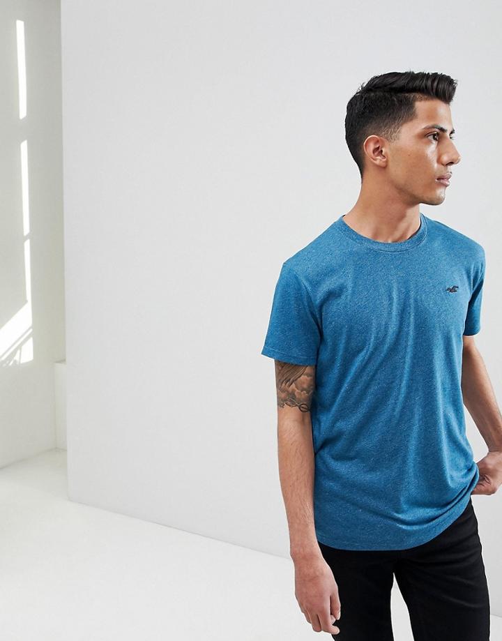 Hollister Crewneck T-shirt Seagull Logo In Blue Marl - Blue