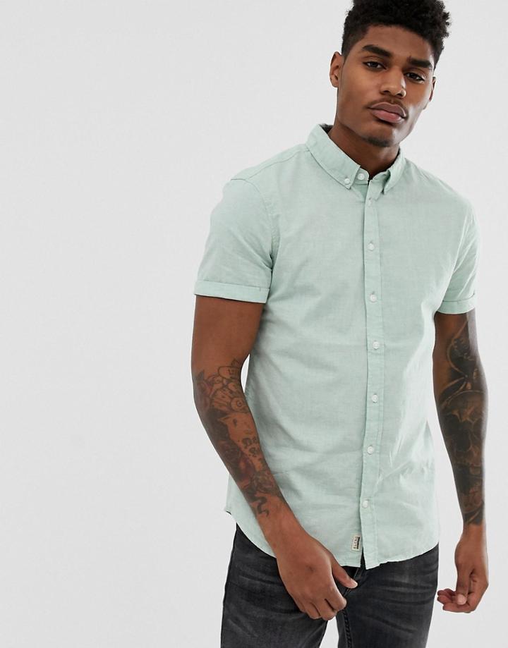 Blend Short Sleeve Shirt In Green - Green