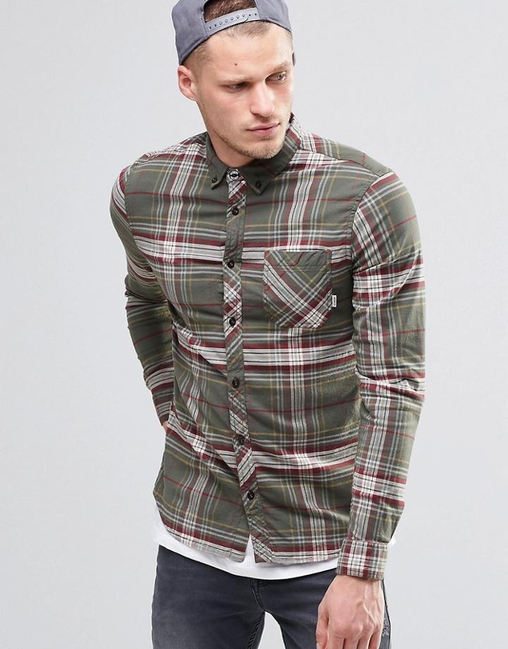 Element Buffalo Plaid Flannel Shirt Moss Green Buttondown - Green